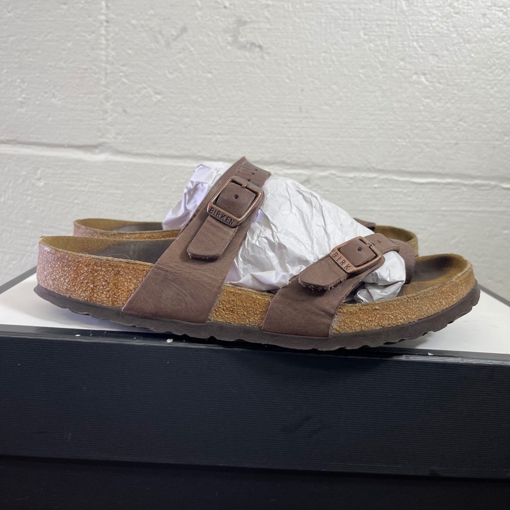 Birkenstock Mayari Brown Leather Sandals Slip On Women's 38 EU/7 US